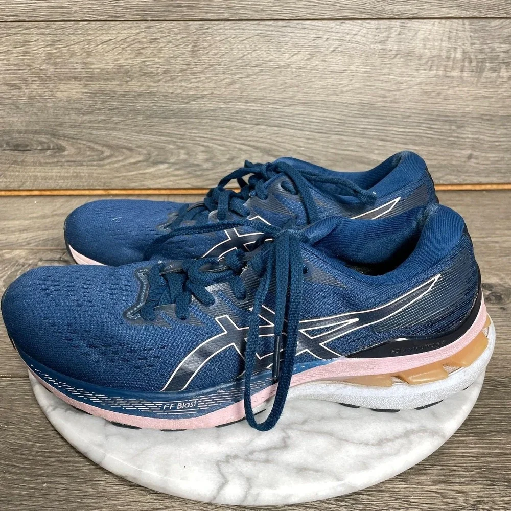 ASICS Shoes Womens 7 Blue Gel Kayano 28 Lace Up Sneakers Running Walking Comfort